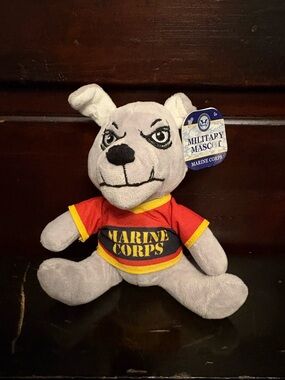 Military Mascot Chesty Plush Dog - 'Marine Corps' Red & Yellow Tee